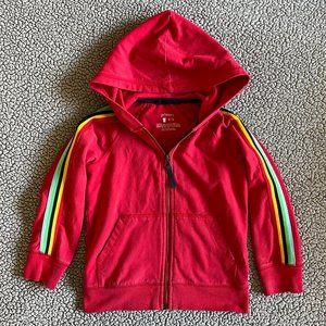 EUC! Hooded, Zippered, Sweatshirt with Rainbow Sleeves
